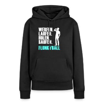 Flunkyball Trinkspiel Shirt - Frauen Premium Bio Hoodie - Schwarz - Vorne - Julia (174cm)