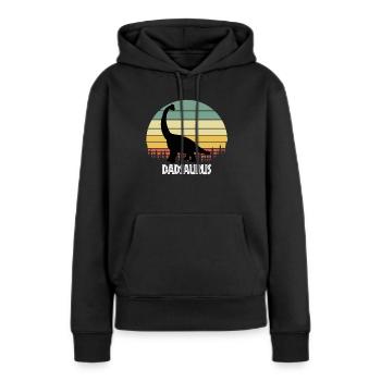 DADSAURUS DAD SAURUS DAD DINOSAURE - Sweat à capuche Premium bio Femme - noir - Devant - Julia (174cm)