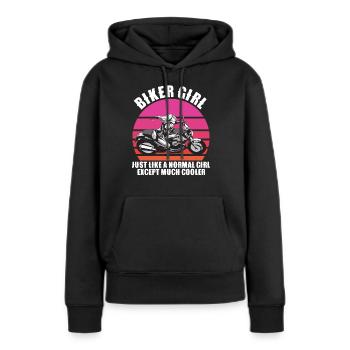biker girl - Frauen Premium Bio Hoodie - Schwarz - Vorne - Julia (174cm)