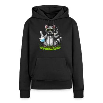 Raton laveur Stoner - Sweat à capuche Premium bio Femme - noir - Devant - Julia (174cm)