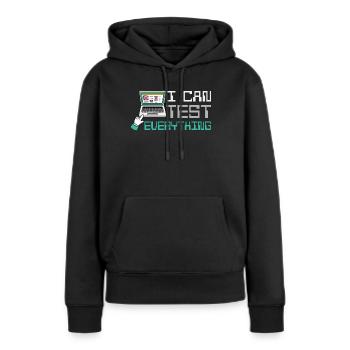 Je peux tout tester - Sweat à capuche Premium bio Femme - noir - Devant - Julia (174cm)