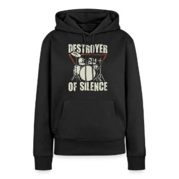 Batteur batteur cadeau batterie batteur - Sweat à capuche Premium bio Femme - noir - Devant - Julia (174cm)