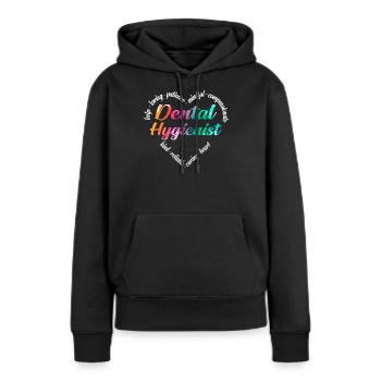Hygiéniste dentaire - Sweat à capuche Premium bio Femme - noir - Devant - Julia (174cm)