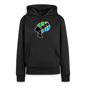 Pièce de tête de femme de tanzanie - Sweat à capuche Premium bio Femme - noir - Devant - Julia (174cm)
