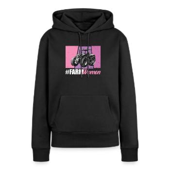 les femmes de la ferme - Sweat à capuche Premium bio Femme - noir - Devant - Julia (174cm)