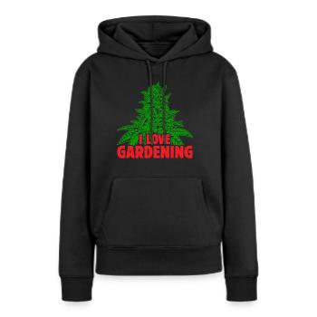 J'adore garder l'herbe - Sweat à capuche Premium bio Femme - noir - Devant - Julia (174cm)