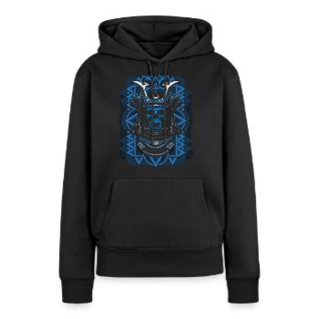 Samurai blauer Schädel - Frauen Premium Bio Hoodie - Schwarz - Vorne - Julia (174cm)