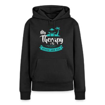 Vacances à la mer en disant des palmiers - Sweat à capuche Premium bio Femme - noir - Devant - Julia (174cm)