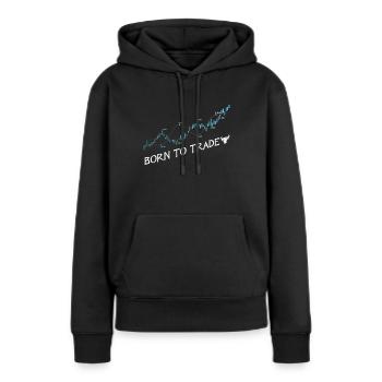 Trader - Sweat à capuche Premium bio Femme - noir - Devant - Julia (174cm)