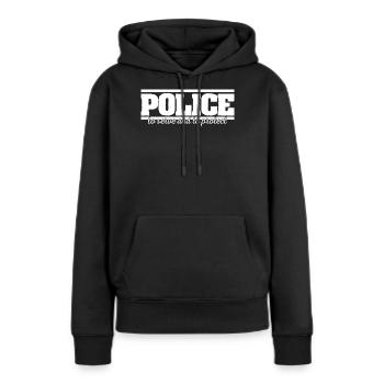 police - Sweat à capuche Premium bio Femme - noir - Devant - Julia (174cm)