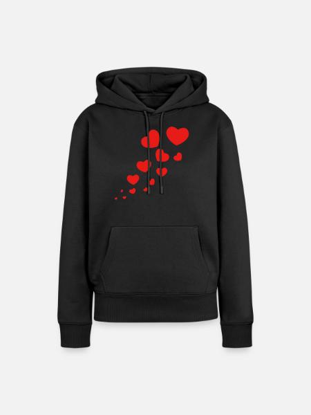 Coeurs rouges - Sweat à capuche Premium bio Femme - noir