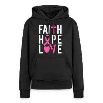 Faith Hope Love - Sweat à capuche Premium bio Femme - noir - Devant - Julia (174cm)