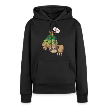 Paresseux tortues escargots motif amour des animaux - Sweat à capuche Premium bio Femme - noir - Devant - Julia (174cm)