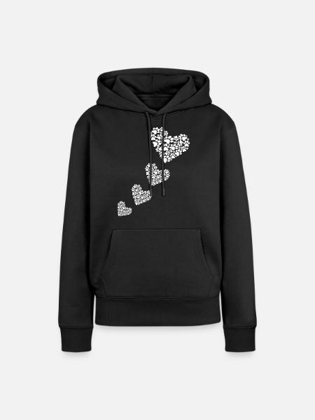 Hundepfoten Herz - Frauen Premium Bio Hoodie - Schwarz