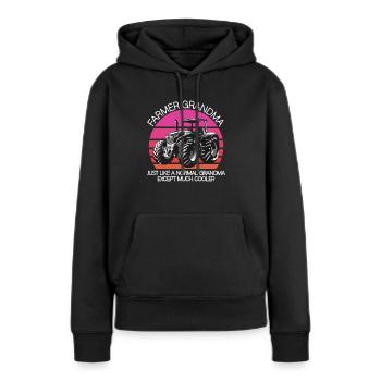Farmer Grandma - Frauen Premium Bio Hoodie - Schwarz - Vorne - Julia (174cm)