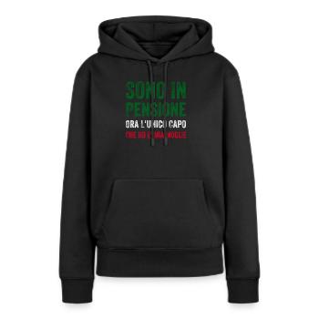 Sono in pensione ora l’unico capo che ho e' mia - Sweat à capuche Premium bio Femme - noir - Devant - Julia (174cm)