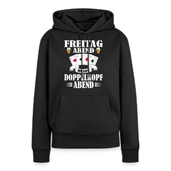 Doppelkopf Schafkopf Stammtisch Kartenspiele Stich - Frauen Premium Bio Hoodie - Schwarz - Vorne - Julia (174cm)