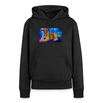 Lion Polygone - Sweat à capuche Premium bio Femme - noir - Devant - Julia (174cm)