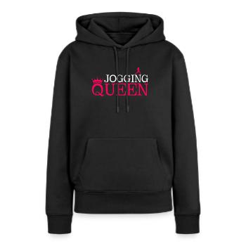 Jogging Queen - Frauen Premium Bio Hoodie - Schwarz - Vorne - Julia (174cm)