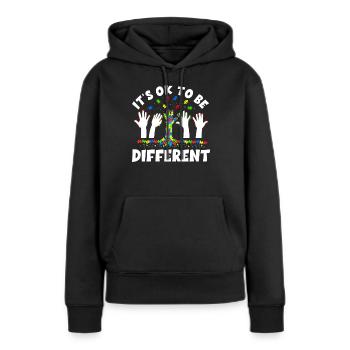Autisme Conscience - Sweat à capuche Premium bio Femme - noir - Devant - Julia (174cm)