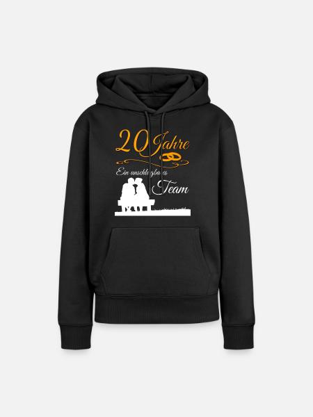 Porzellanhochzeit 20 Hochzeitstag Partner Geschenk - Frauen Premium Bio Hoodie - Schwarz