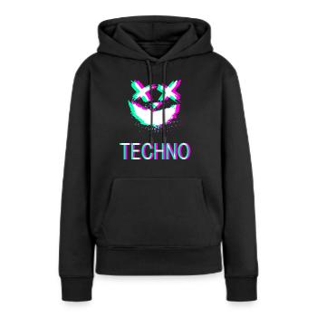Techno Rave Festival Synth Party Emma Glitch - Frauen Premium Bio Hoodie - Schwarz - Vorne - Julia (174cm)