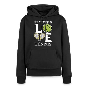 Real Girls Love Tennis Lustiges Tennis Spieler - Frauen Premium Bio Hoodie - Schwarz - Vorne - Julia (174cm)