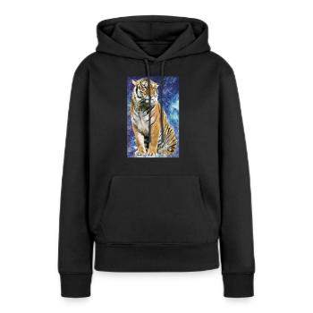Tiger Polygone - Sweat à capuche Premium bio Femme - noir - Devant - Julia (174cm)