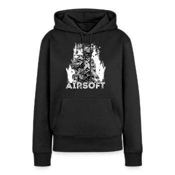 Airsoft /Softair / Softgun / AEG Airsoft Milsim - Frauen Premium Bio Hoodie - Schwarz - Vorne - Julia (174cm)