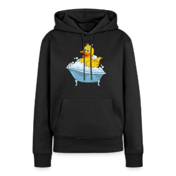 Canard de bain dans une baignoire - Sweat à capuche Premium bio Femme - noir - Devant - Julia (174cm)