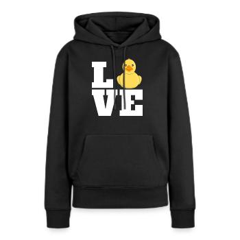 Amour canard de bain Amoureux de canards - Sweat à capuche Premium bio Femme - noir - Devant - Julia (174cm)