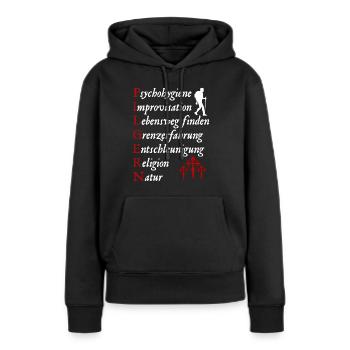 Pilgern Definition Jakobsweg Pilger Jakobskreuz - Frauen Premium Bio Hoodie - Schwarz - Vorne - Julia (174cm)