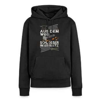 Serruriers - Sweat à capuche Premium bio Femme - noir - Devant - Julia (174cm)