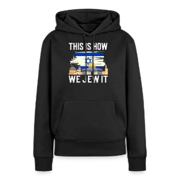 Israel - Frauen Premium Bio Hoodie - Schwarz - Vorne - Julia (174cm)
