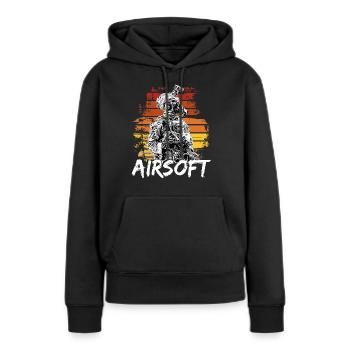 Airsoft /Softair / Softgun / AEG Airsoft Milsim - Frauen Premium Bio Hoodie - Schwarz - Vorne - Julia (174cm)