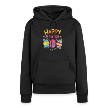 Pâques Joyeuses Pâques De Pâques Joyeux Pâques - Sweat à capuche Premium bio Femme - noir - Devant - Julia (174cm)