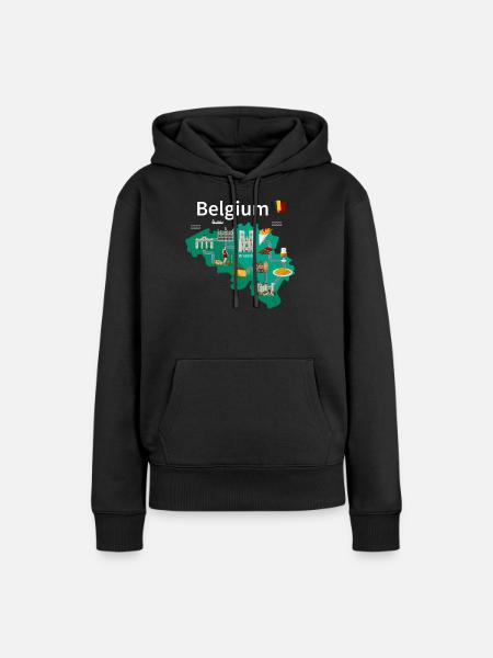 Belgique - Sweat à capuche Premium bio Femme - noir