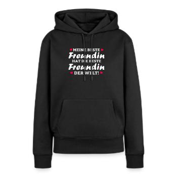 Meine beste Freundin hat die beste Freundin - Frauen Premium Bio Hoodie - Schwarz - Vorne - Julia (174cm)