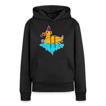 canard en plastique - Sweat à capuche Premium bio Femme - noir - Devant - Julia (174cm)