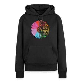 Autisme Conscience - Sweat à capuche Premium bio Femme - noir - Devant - Julia (174cm)