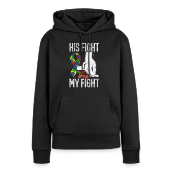 Autisme Conscience - Sweat à capuche Premium bio Femme - noir - Devant - Julia (174cm)