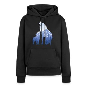 Wolf And Pup - Cadeau pour les amateurs de loups de montagne - Sweat à capuche Premium bio Femme - noir - Devant - Julia (174cm)