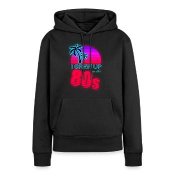 80er Retro 80er Outfir 80er Mottoparty 80er Jahre - Frauen Premium Bio Hoodie - Schwarz - Vorne - Julia (174cm)
