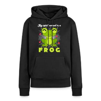 Grenouille grenouille - Sweat à capuche Premium bio Femme - noir - Devant - Julia (174cm)