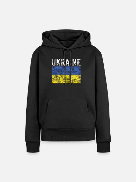 Ukraine Flagge - Frauen Premium Bio Hoodie - Schwarz