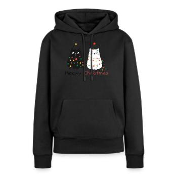 Meowy Christmas - Frauen Premium Bio Hoodie - Schwarz - Vorne - Julia (174cm)