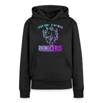 Rhinocéros Afrique Désert Désert Sauvons - Sweat à capuche Premium bio Femme - noir - Devant - Julia (174cm)