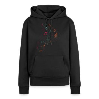 Musique vintage symbole - Sweat à capuche Premium bio Femme - noir - Devant - Julia (174cm)