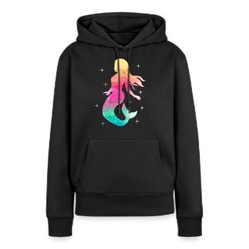 Aquarelle sirène dame fille cadeau Nixe - Sweat à capuche Premium bio Femme - noir - Devant - Julia (174cm)