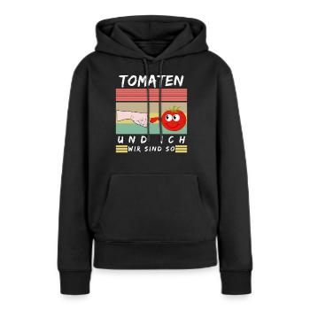 Tomaten und Ich Tomate Spruch - Frauen Premium Bio Hoodie - Schwarz - Vorne - Julia (174cm)